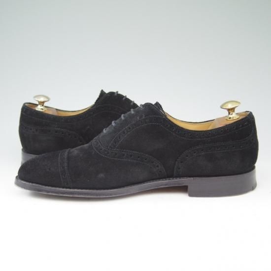 美品★チーニー 6F【★ロイドフットウェア別注/Lloyd Footwear】Mシリーズ/89ラスト/セミブローグ/スエード/黒/メンズ/CHEANEY★a496
