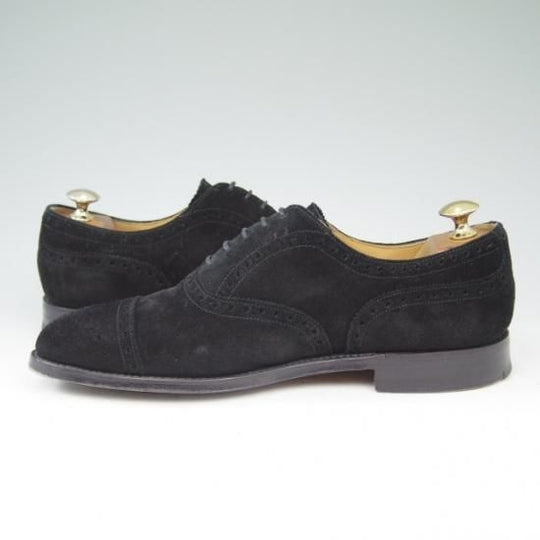 美品★チーニー 6F【★ロイドフットウェア別注/Lloyd Footwear】Mシリーズ/89ラスト/セミブローグ/スエード/黒/メンズ/CHEANEY★a496