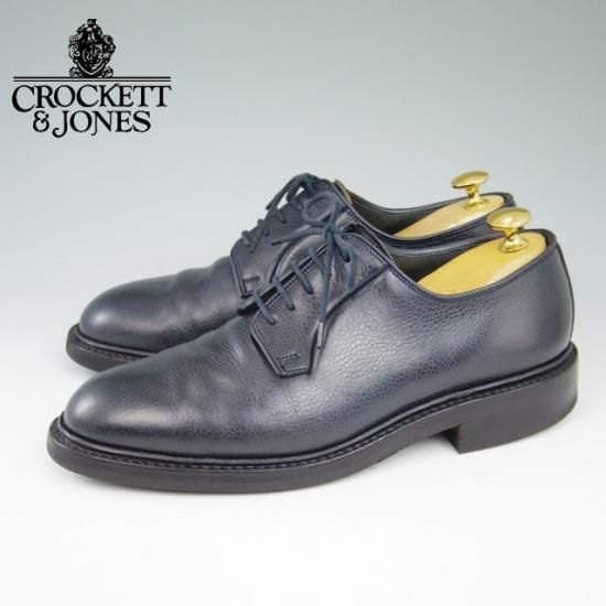 美品★クロケット&ジョーンズ 6E【★ダイナイトソール/LANARK】335ラスト/プレーントゥ/グレインレザー/紺/メンズ/Crockett&Jones★a505