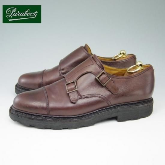美品★パラブーツ SIZE 8【★WILLIAM/ウィリアム】マルシェソール/ダブルモンク/リスレザー/濃茶/メンズ/Paraboot★a516