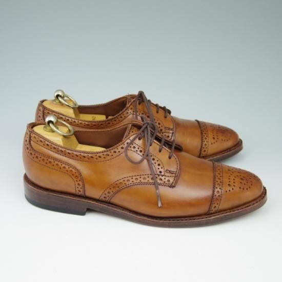 極美品★(米)アレンエドモンズ 6D【★セミブローグ/Sanford】カーフ/茶/メンズ/ALLEN EDMONDS★a521