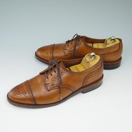 極美品★(米)アレンエドモンズ 6D【★セミブローグ/Sanford】カーフ/茶/メンズ/ALLEN EDMONDS★a521