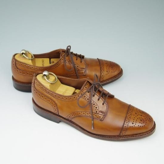 極美品★(米)アレンエドモンズ 6D【★セミブローグ/Sanford】カーフ/茶/メンズ/ALLEN EDMONDS★a521
