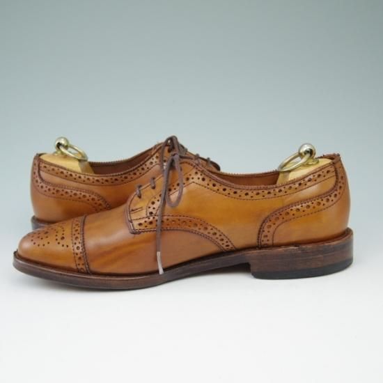 極美品★(米)アレンエドモンズ 6D【★セミブローグ/Sanford】カーフ/茶/メンズ/ALLEN EDMONDS★a521