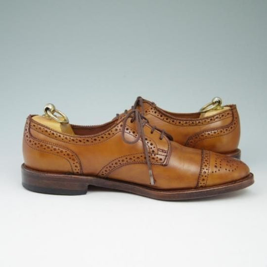 極美品★(米)アレンエドモンズ 6D【★セミブローグ/Sanford】カーフ/茶/メンズ/ALLEN EDMONDS★a521