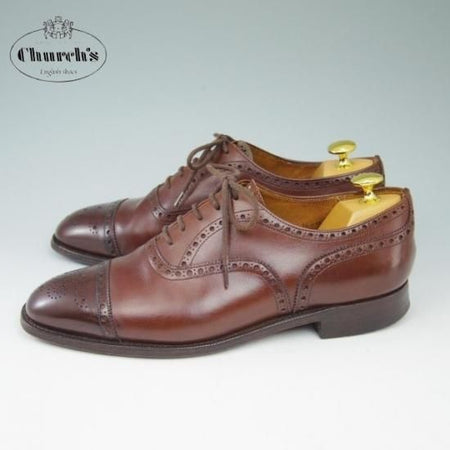 極上★チャーチ 70F/UK7【旧チャーチ★ディプロマット/DIPLOMAT/73ラスト】3都市ロゴ/セミブローグ/茶/メンズ/Church's★a535