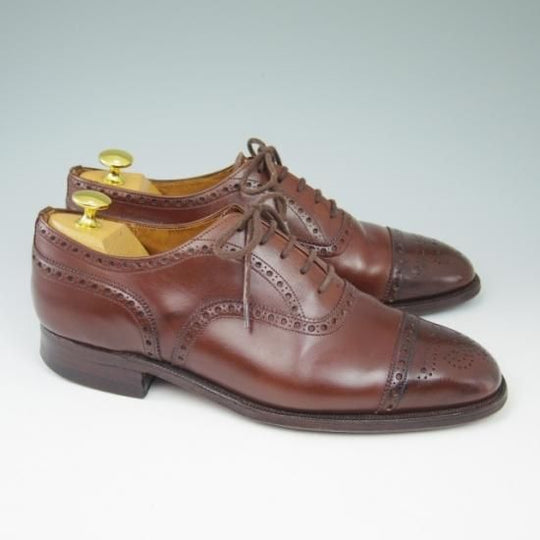 極上★チャーチ 70F/UK7【旧チャーチ★ディプロマット/DIPLOMAT/73ラスト】3都市ロゴ/セミブローグ/茶/メンズ/Church's★a535