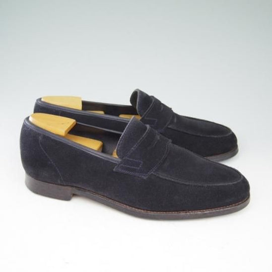 極上★クロケット＆ジョーンズ 6E【★コインローファー/スエード/紺/メンズ】Crockett＆Jones★a581