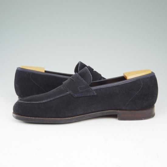 極上★クロケット＆ジョーンズ 6E【★コインローファー/スエード/紺/メンズ】Crockett＆Jones★a581
