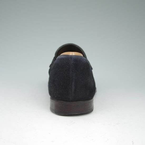 極上★クロケット＆ジョーンズ 6E【★コインローファー/スエード/紺/メンズ】Crockett＆Jones★a581