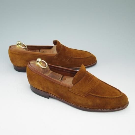 エドワードグリーン/ネイビー/スエードローファー/UK7/US7.5【新品同様】 未使用☆エドワードグリーン 7.5E【定価￥171,720-☆ピカデリー