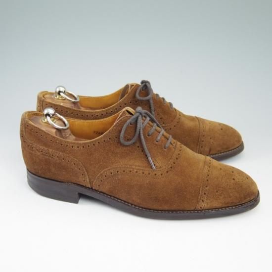 Tricker's セミブローグ ドレスシューズ 推定UK7.5 ライトブラウン 極上☆トリッカーズ UK7【☆スエード/セミブローグ/ダイナイト