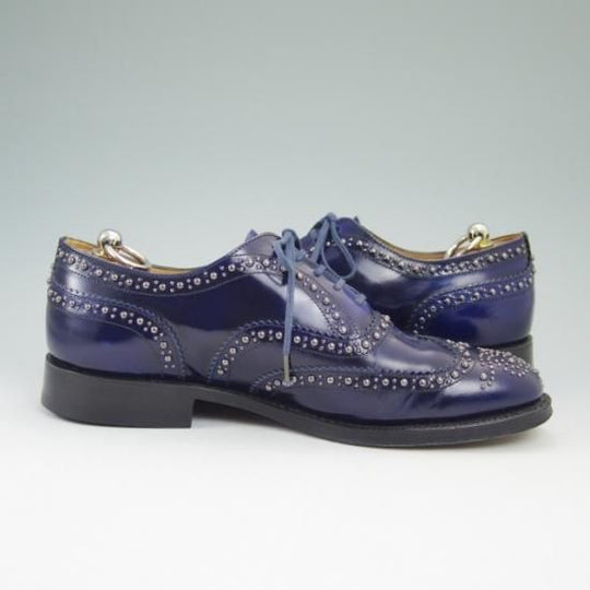 極美品★チャーチ 75F/UK7.5【★81ラスト/スタッズ/BURWOOD 2S/バーウッド/ネイビー色/フルブローグ】Church's★a677