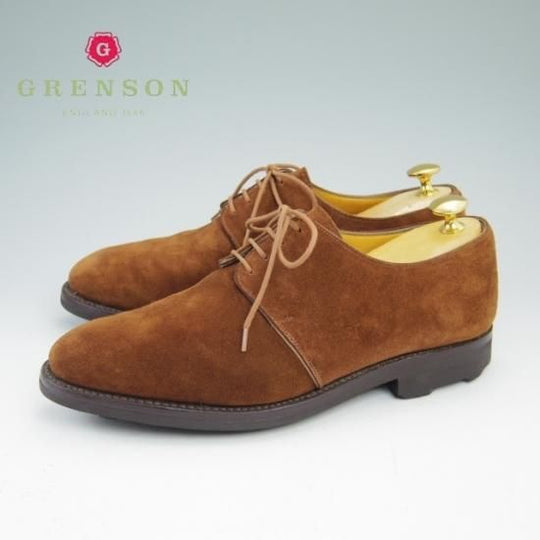 極美品★グレンソン 6.5F【★リッジウェイソール】スエード/プレーントゥ/GRENSON★a684