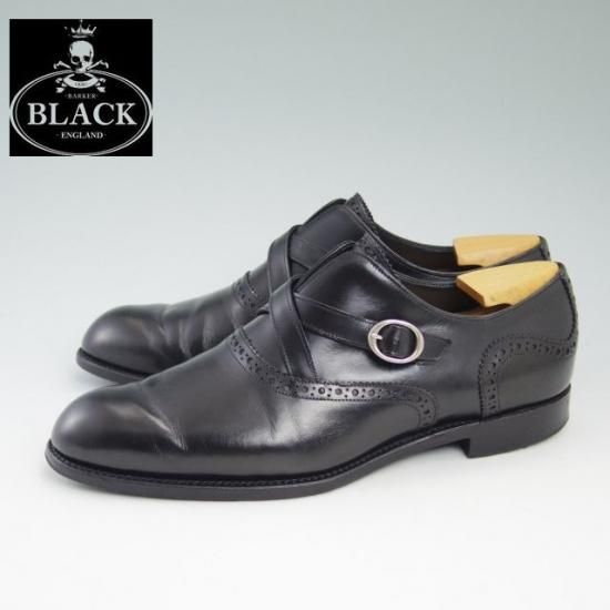 美品★バーカーブラック US6.5【★モンクストラップ/Harrington】CHIBINO/M0100/バーカー/BARKER BLACK★a704