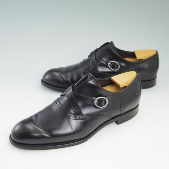 美品★バーカーブラック US6.5【★モンクストラップ/Harrington】CHIBINO/M0100/バーカー/BARKER BLACK★a704