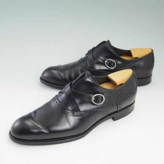 美品★バーカーブラック US6.5【★モンクストラップ/Harrington】CHIBINO/M0100/バーカー/BARKER BLACK★a704