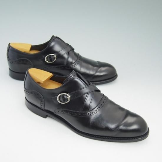 美品★バーカーブラック US6.5【★モンクストラップ/Harrington】CHIBINO/M0100/バーカー/BARKER BLACK★a704