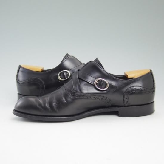 美品★バーカーブラック US6.5【★モンクストラップ/Harrington】CHIBINO/M0100/バーカー/BARKER BLACK★a704