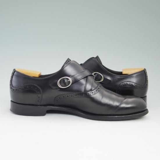 美品★バーカーブラック US6.5【★モンクストラップ/Harrington】CHIBINO/M0100/バーカー/BARKER BLACK★a704