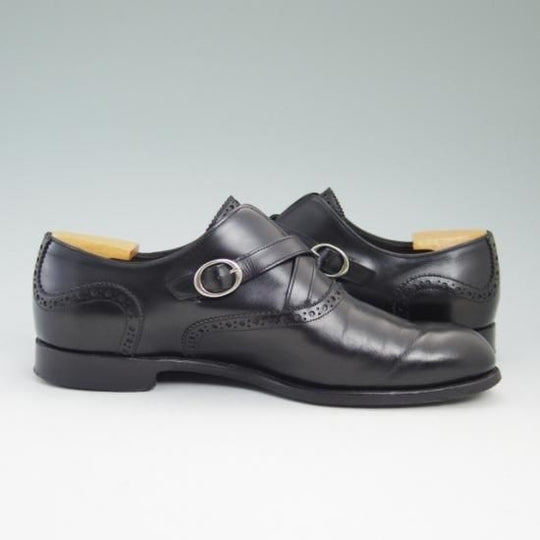 美品★バーカーブラック US6.5【★モンクストラップ/Harrington】CHIBINO/M0100/バーカー/BARKER BLACK★a704