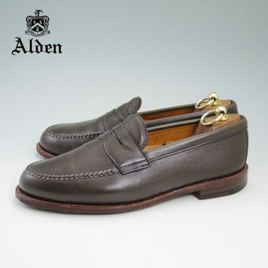 極美品★オールデン 8D【★超希少!!ローデングリーン色/緑/99368F/コインローファー/ヴァンラスト】ALDEN★a712