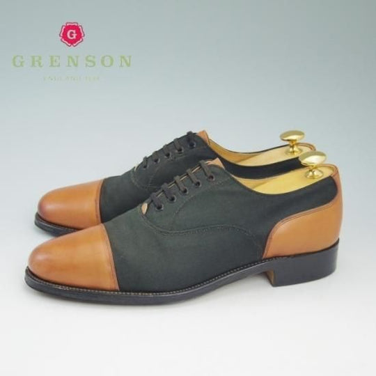 極上★グレンソン 6D【★10951/茶×深緑（ほぼ黒）コンビ仕様】ストレートチップ/GRENSON★a727