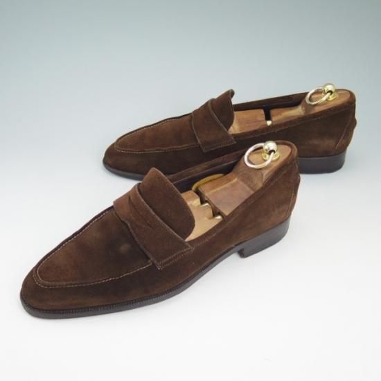 【美品】エンツォ・ボナフェ 8 ダークブラウン ローファー ☆エンツォボナフェ SIZE 8【☆コインローファー/Allori】スエード