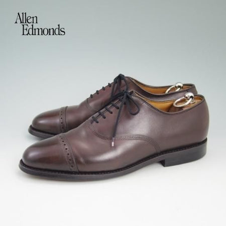 美品★(米)アレンエドモンズ 8D【★パンチドキャップ/Byron】カーフ/濃茶/メンズ/ALLEN EDMONDS★a775