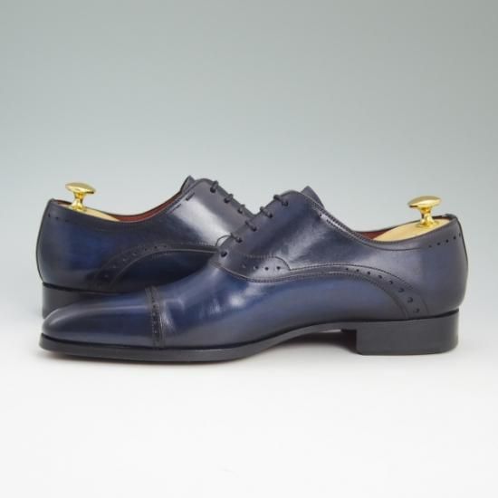 ほぼ試着程度★マグナーニ 39【定価8万程度★オパンケ ボロネーゼ製法】パンチドキャップトゥ/ネイビー/MAGNANNI★a782