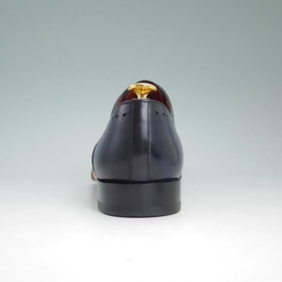 ほぼ試着程度★マグナーニ 39【定価8万程度★オパンケ ボロネーゼ製法】パンチドキャップトゥ/ネイビー/MAGNANNI★a782