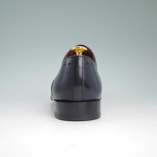 ほぼ試着程度★マグナーニ 39【定価8万程度★オパンケ ボロネーゼ製法】パンチドキャップトゥ/ネイビー/MAGNANNI★a782