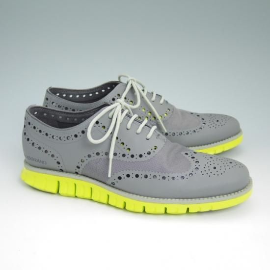 ほぼ試着程度★コールハーン SIZE 7.5【★ZERO GRAND/ゼログランド】グレー×イエロー/COLE HAAN★a784