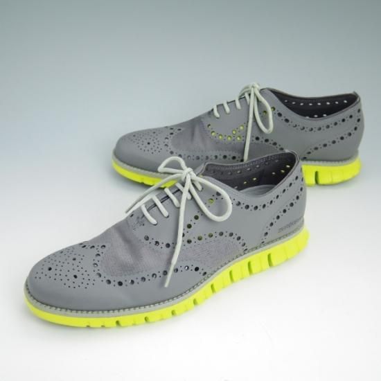 ほぼ試着程度★コールハーン SIZE 7.5【★ZERO GRAND/ゼログランド】グレー×イエロー/COLE HAAN★a784