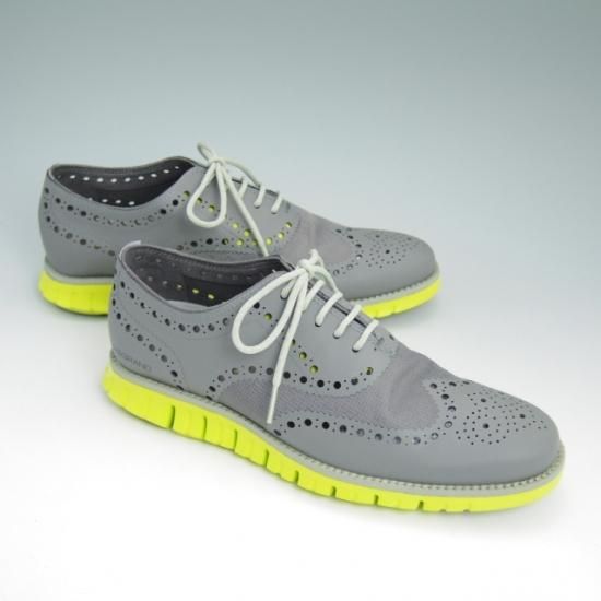 ほぼ試着程度★コールハーン SIZE 7.5【★ZERO GRAND/ゼログランド】グレー×イエロー/COLE HAAN★a784