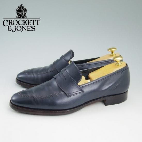 極上★クロケット&ジョーンズ 6.5E【★ポールスミス別注/PaulSmith/コインローファー/ネイビー色/靴】Crockett&Jones★a797