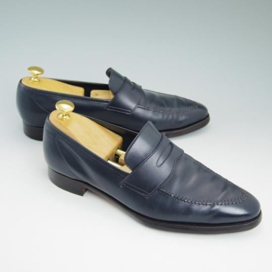 極上★クロケット&ジョーンズ 6.5E【★ポールスミス別注/PaulSmith/コインローファー/ネイビー色/靴】Crockett&Jones★a797