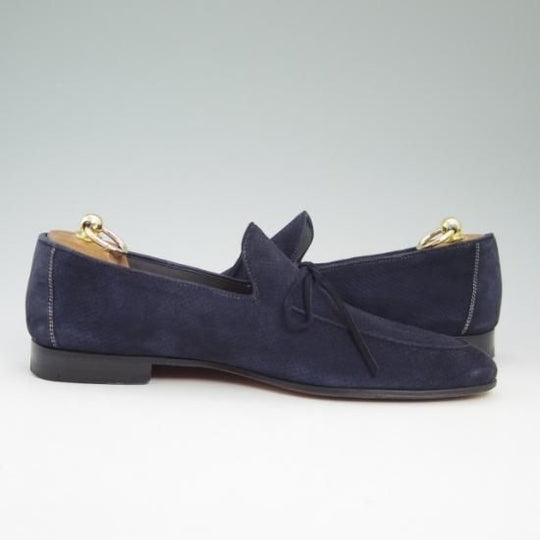 極美品★マグナーニ SIZE 42【★リボンローファー/スエード】ネイビー/MAGNANNI★a808
