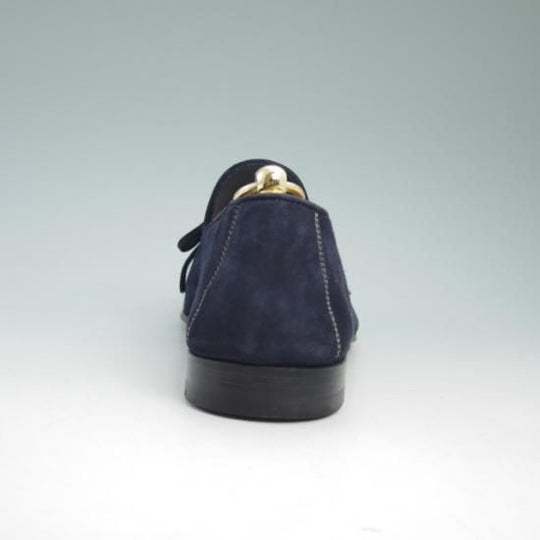 極美品★マグナーニ SIZE 42【★リボンローファー/スエード】ネイビー/MAGNANNI★a808