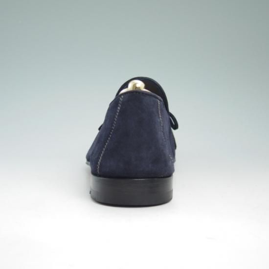 極美品★マグナーニ SIZE 42【★リボンローファー/スエード】ネイビー/MAGNANNI★a808