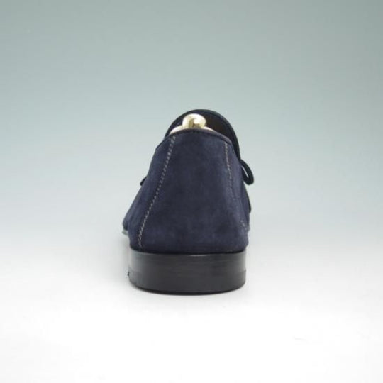 極美品★マグナーニ SIZE 42【★リボンローファー/スエード】ネイビー/MAGNANNI★a808