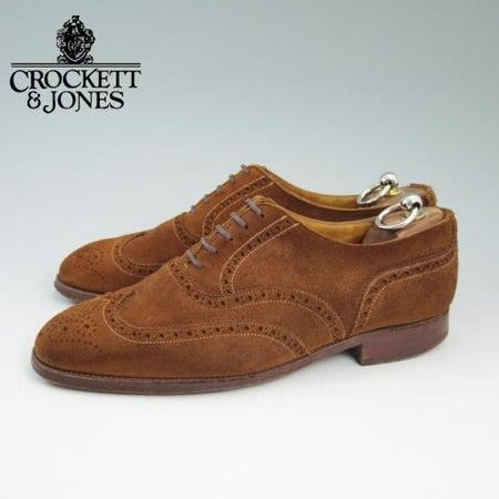 極上★クロケット&ジョーンズ 7.5E【★海外レアショップ/(英)RhodesWood別注】スエード/ROXBURGH/フルブローグ/Crockett&Jones★a814