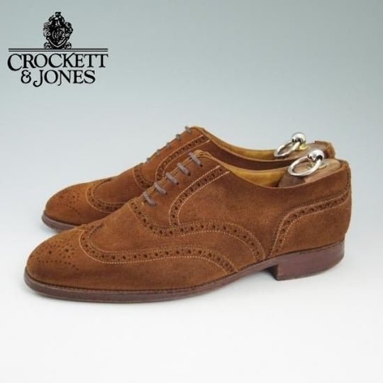 極上★クロケット&ジョーンズ 7.5E【★海外レアショップ/(英)RhodesWood別注】スエード/ROXBURGH/フルブローグ/Crockett&Jones★a814