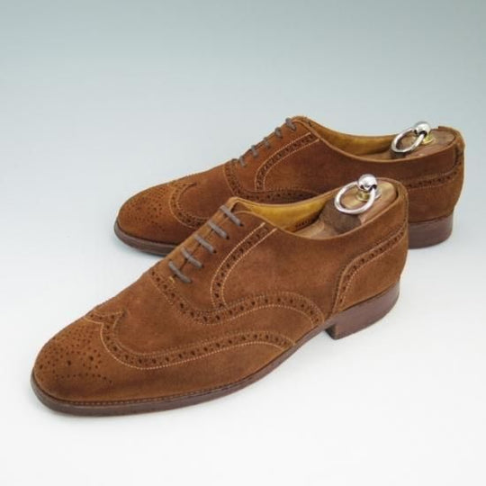 極上★クロケット&ジョーンズ 7.5E【★海外レアショップ/(英)RhodesWood別注】スエード/ROXBURGH/フルブローグ/Crockett&Jones★a814