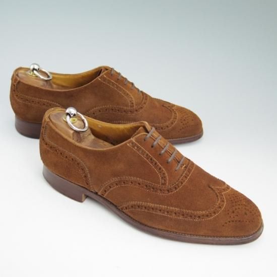 極上★クロケット&ジョーンズ 7.5E【★海外レアショップ/(英)RhodesWood別注】スエード/ROXBURGH/フルブローグ/Crockett&Jones★a814