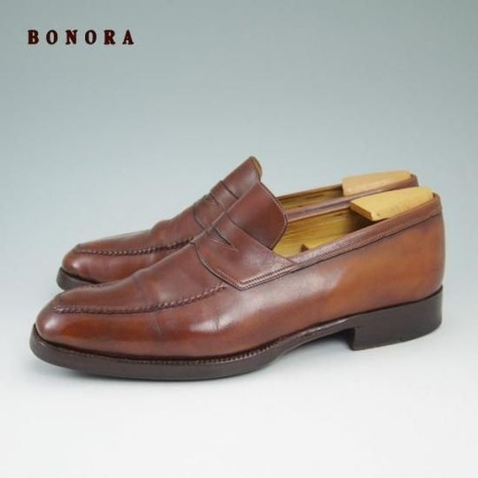 ★旧ボノーラ 5.5E【超希少★コインローファー】ハンドソーン分仕立て/ウッドネイル使用/BONORA★a829