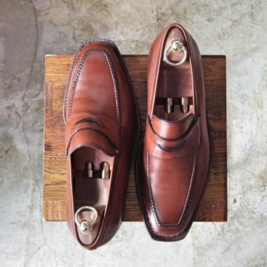 美品★(伊)マンニーナ SIZE 8/【★高額!!】ノルベジェーゼ製法/コインローファー/Mannina★a853