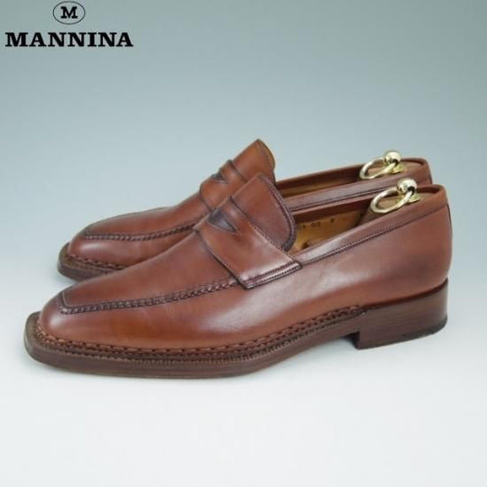 美品★(伊)マンニーナ SIZE 8/【★高額!!】ノルベジェーゼ製法/コインローファー/Mannina★a853