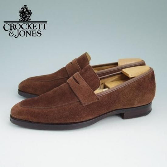 美品★クロケット&ジョーンズ 5E【★ビームス別注/BEAMS/コインローファー/RUTLAND/スエード/348ラスト】Crockett&Jones★a890