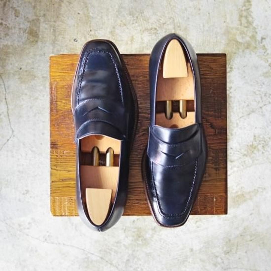極上★クロケット&ジョーンズ 6.5E【★ポールスミス別注/PaulSmith/コインローファー/紺色(黒に近い濃紺)】Crockett&Jones★a899
